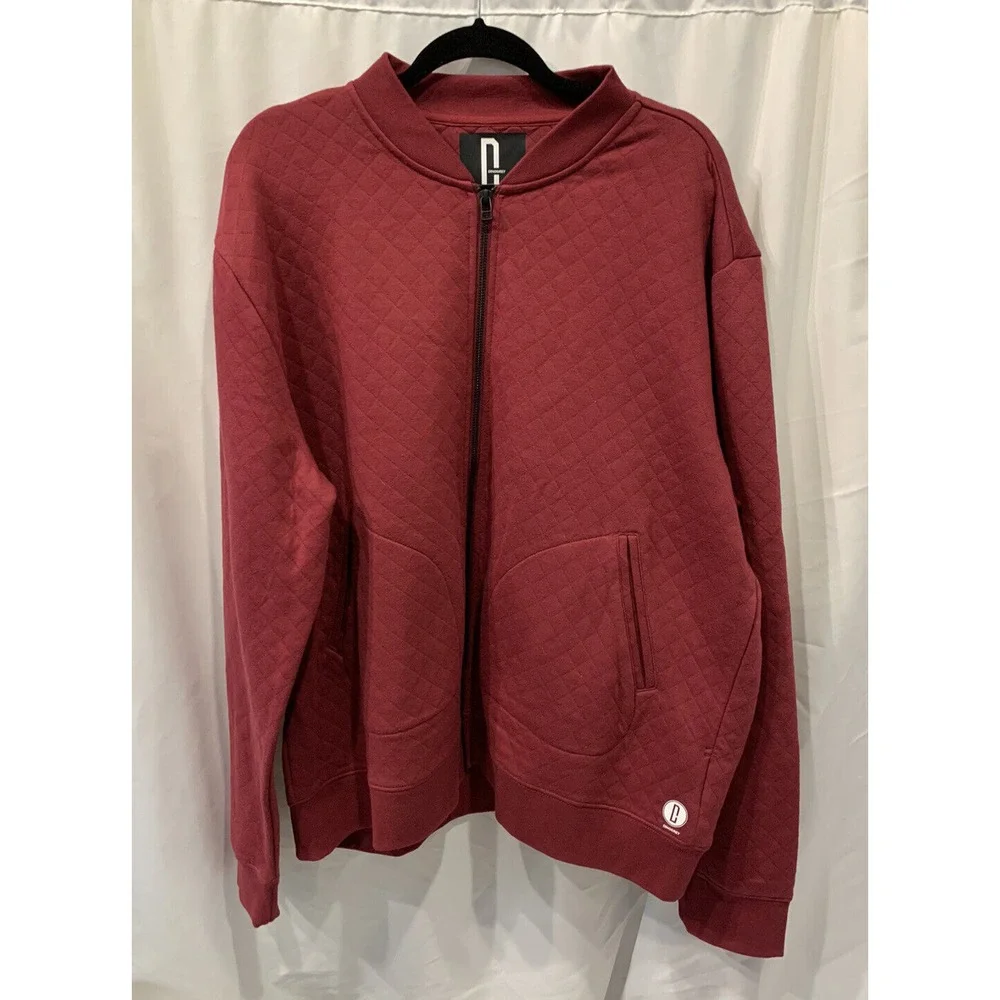 Dinogrey  Full-Zip Quilt Diamond Pattern maroon‎ Men's Sweater Size XXL !!